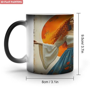 Travel Tour Portable Drinking Mug Frosted Black 11oz <b>Ceramic</b> Heat Color Changing Magic <b>Cup</b> - Product Image 1