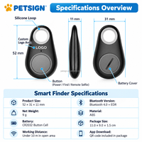 Traceur intelligent anti-perte ABS en forme de goutte d'eau avec alarme bidirectionnelle pour téléphone, animaux de compagnie et enfants