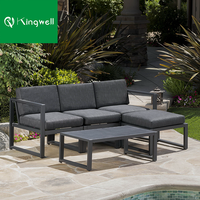 Ensemble de meubles de jardin en aluminium de luxe avec table basse, 4 places, design moderne, résistant aux intempéries
