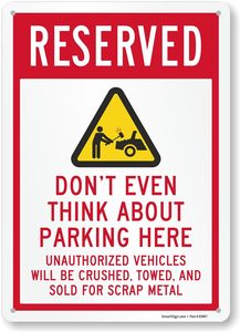 Señal de estacionamiento reservada divertida, ni siquiera pienses en estacionar aquí Señal divertida de <span class=keywords><strong>no</strong></span> estacionamiento, visibilidad día-noche, libre de óxido - Product Image 5