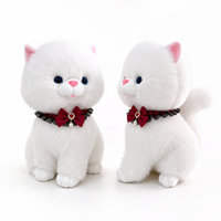 Peluche Chat Blanc Réaliste Personnalisée, Jouet en Peluche Chaton Kawaii avec Nœud, Cadeau Saint-Valentin Anniversaire, Vente en Gros OEM, MOQ 200 pièces