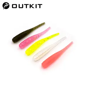 OUTKIT nouveau leurre souple 10 pièces appâts en Silicone 35mm 0.3g queue droite broche nageur Wobblers ver basse carpe Rockfishing matériel de pêche