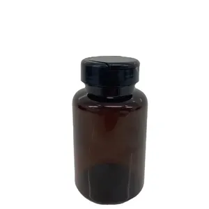 Sanzhi 50ml Capacity Pet Material Pill Tablet Package Vitamin Capsule Container Brown Bottle With Black Cap