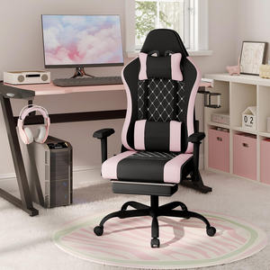 Barato giratorio juego de vídeo Pc venta al por mayor negro <span class=keywords><strong>Rosa</strong></span> Chaise <span class=keywords><strong>Gamer</strong></span> Oficina 2d masaje ordenador mujeres <span class=keywords><strong>Silla</strong></span> de juegos con reposapiés - Product Image 3