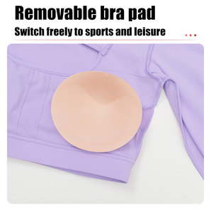 여성용 초단파 컷 아웃 운동 자르기 탑 요가웨어 가슴 중공 긴 소매 브래지어 탑 운동 체육관 셔츠 스포츠 요가 탑 체육관 - Product Image 4