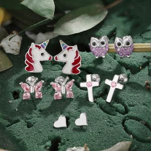 Dylam New Arrival Hypoallergenic Nickel Free 925 Sterling <b>Silver</b> Kid Children 5A CZ Cubic Zirconia Tiny Owl <b>Stud</b> <b>Earrings</b> - Product Image 4