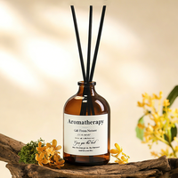 Bouteille diffuseur en verre ambré rond de 100 ml, vide, rechargeable, pour huiles essentielles d'aromathérapie, avec bouchon en liège