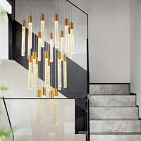 Lustres en cristal longs et modernes de luxe haut de gamme pour les halls d'hôtel, les escaliers, les salons, installation de projets, lustre LED