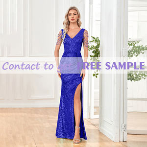 فستان زفاف شهير بساق فتحة حورية البحر فساتين مطرزة للنساء للحفلات فستان طويل من الخوخ فساتين زفاف أم العروس - Product Image 4