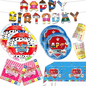 Articles de fête personnalisés avec empreintes de pattes de chien, décorations Paw Patrol, vaisselle pour chien, assiettes en papier, gobelets en papier, fournitures de fête et de vacances - Product Image 1