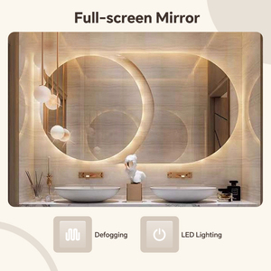Mueble de Baño con Doble Lavabo de 56-104 Pulgadas, Mueble de Baño Flotante Moderno y Elegante con Lavabo y Espejo con Luz LED Inteligente y Antivaho - Product Image 3