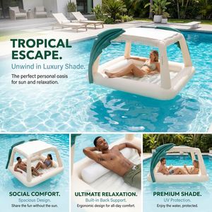 Innovador Tumbona Inflable para Piscina con Portavasos Integrado, Material Resistente a los Rayos UV, Elegante Esencial para el Verano - Product Image 2