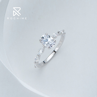 Bagues en diamant taille ovale étincelantes Rochime, argent sterling 925 plaqué rhodium, bijoux en zircone cubique pour femmes