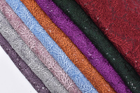 Dentelle tressée à paillettes, dentelle française bleu clair, tissu en dentelle blanche brodée, 100% polyester élastique pour robes de mariée