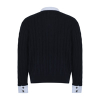 Pull d'hiver unisexe haut de gamme pour hommes 100% coton Simple couleur unie lâche revers deux pièces tricoté tissage motif rue