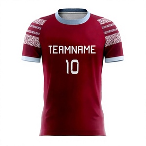 Camiseta de Fútbol para Hombre, Marca Teamname 10, Color Granate, Manga Corta, Sublimada, Cuello Redondo, Transpirable, 320g, Poliéster, Logotipo Frontal, Todas las Temporadas - Product Image 1