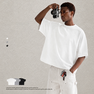 Camiseta de algodón para hombre, estilo europeo y americano, de marca, moderna, informal, de manga corta, cuello redondo, estilo urbano - Product Image 1