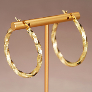 Orecchini a Cerchio in Metallo Texturizzato per Donne, Gioielli alla Moda Trendy Y2K - Product Image 1