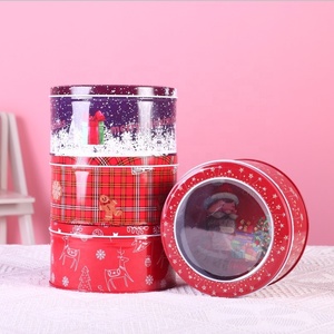 XJH Hộp Thiếc Giáng Sinh Có Cửa Sổ Hộp Bánh Quy Hộp Quà Tặng Ông Già Noel Hộp Thiếc Bánh Tròn Hộp Quà Giáng Sinh Hộp Kẹo Bánh Quy