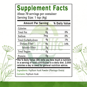 Poudre de Psyllium OEM ODM, Fibres Alimentaires pour le Confort Digestif et le Soutien de l'Appétit, Sans OGM, Végétalien, Sans Gluten - Product Image 2
