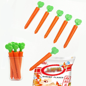 Carrot sealing clips for food bags, plastic cartoon snack bags, sealing <b>strips</b> with <b>magnets</b>, Korean style, 5-pack. - Product Image 2