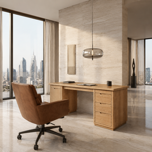 Scrivania da <span class=keywords><strong>60</strong></span> Pollici con Cassetti e Armadietto per Ufficio Domestico, Scrivania Moderna Minimalista in Rovere Chiaro con Spazio di Archiviazione - Product Image 3