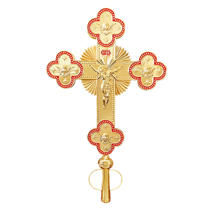 Nuevo Diseño de Cruz Grande Ortodoxa Católica de Doble Cara, Cruz Procesional de Mano, Fabricada por Proveedor Religioso HT - Product Image 1
