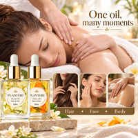 Huile multi-usage pour cheveux, visage et corps à base de fleurs séchées personnalisées 15 ml, vente flash, 100% pure, naturelle et biologique, à la camomille et à la lavande.