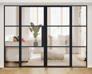 Portes d'entrée doubles en acier forgé, en métal, à double vitrage, de style français, pour l'extérieur - Product Image 4