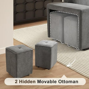 Sofá Cama Extraíble con Espacio de Almacenamiento, Sofá Cama en Forma de L Reversible con Otomana Móvil, Tapizado en Chenilla - Product Image 5