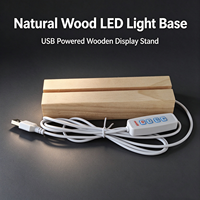 Base lumineuse LED RGB en bois massif naturel, alimentée par USB, support d'affichage pour plaque en acrylique, cristal, résine, veilleuse décorative