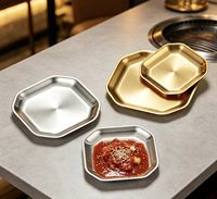 Plato de Acero Inoxidable Grueso FLEY, Clásico para Barbacoa Coreana, Bandeja Resistente y Ecológica para Barbacoa, Sushi, Postres, Uso en Restaurantes