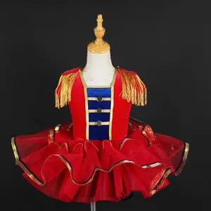 Ropa de Ballet de terciopelo rojo marino vestido de baile de Actuación Profesional Ropa de baile de fiesta de escenario con flecos