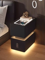 Table de chevet intelligente créative avec lumière à capteur, minimaliste, écologique, durable, 2 tiroirs de rangement, meuble de nuit sans fil pour la maison