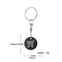 Porte-clés personnalisé en acier inoxydable, jeton de chariot de courses à 12 faces, style moderne et simple, pièce pour chariot de supermarché