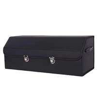 Boîte de rangement de luxe moderne pour voiture, 30 pouces, en cuir PU, pliable, organisateur de coffre avec couvercle, 3 compartiments