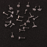 Bijoux d'Oreille Tendance en Acier Inoxydable Plaqué Or, Ensemble de Clous d'Oreilles à Visser CZ avec Dos Plat pour Femmes