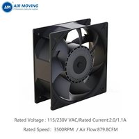 Ventilateur de refroidissement axial EC sans balais silencieux AM20572HEC 205x205x72mm 115/230V avec roulement à billes fonctionnel 2 broches 3500 tr/min
