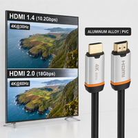 Câble blindé tressé plaqué or 4K HDR 18 Gbit/s pour lecteur DVD 2.0, compatible avec blindage combiné, vente en gros en vrac