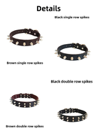 Collier pour chien en cuir pleine fleur anti-morsure à pointes, vente en gros, directement de l'usine, collier tactique robuste pour animaux de compagnie