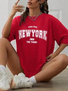 Quand 1968 le New York est jeune coton femme t-shirts surdimensionnés t-shirts quotidiens créativité Streettshirt vêtements décontractés individuels - Product Image 2