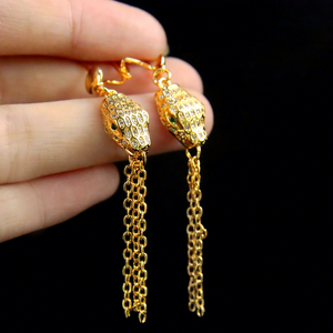 Conjunto de Joyería Nupcial Directo de Fábrica, Chapado en Oro de 21k, Diseño de Serpiente, con Circonitas, para Mujer, Eventos y Fiestas - Product Image 4