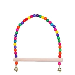 Vendeur chaud Durable Swing Perroquet Cage <span class=keywords><strong>Jouet</strong></span> Coloré En Bois Suspendu Oiseau Suspension Anneau Morsure Résistance Oiseau Jouets - Product Image 1