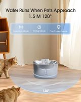 Fontaine à eau pour animaux de compagnie intelligente sans fil durable de 3,2 L/108 oz en acier inoxydable Bol pour animaux de compagnie d'intérieur 2 têtes de pulvérisation Écologique