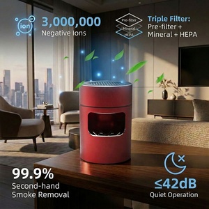 Purificateur d'air cendrier à prix d'usine, 3 millions d'ions négatifs, filtre HEPA, éliminateur de fumée silencieux et désodorisant pour hôtel, bureau, maison - Product Image 1