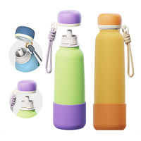 Botol Termos Olahraga Warna Fashion dengan Gagang Sedotan Stainless Steel, Desain Kreatif, Laris Manis, Cocok untuk Perjalanan Antar Negara
