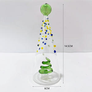 Handmade <strong>Christmas</strong> Tree Shaped Borosilicate Glass Ornament Colorful Dots &amp; Spiral Design <strong>Christmas</strong> <strong>Decoration</strong> - Product Image 4