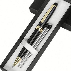 High End Promotion Wholesale Luxury Business Gift Sign Metal Ballpoint <b>Pens</b> Black Printed Custom Logo Box Use for Office - Product Image 1