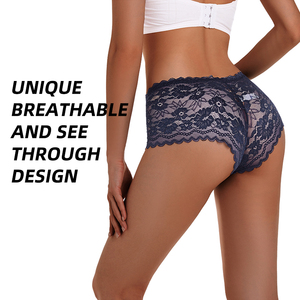 <span class=keywords><strong>Calzoncillos</strong></span> transparentes de encaje sexy para mujer de <span class=keywords><strong>San</strong></span> Valentín, bragas tejidas de estilo diario con patrón sólido - Product Image 2