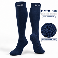 Chaussettes de compression montantes personnalisées avec semelle en tissu éponge rembourrée, respirantes, pour le travail et les voyages, pour hommes et femmes, marque privée OEM